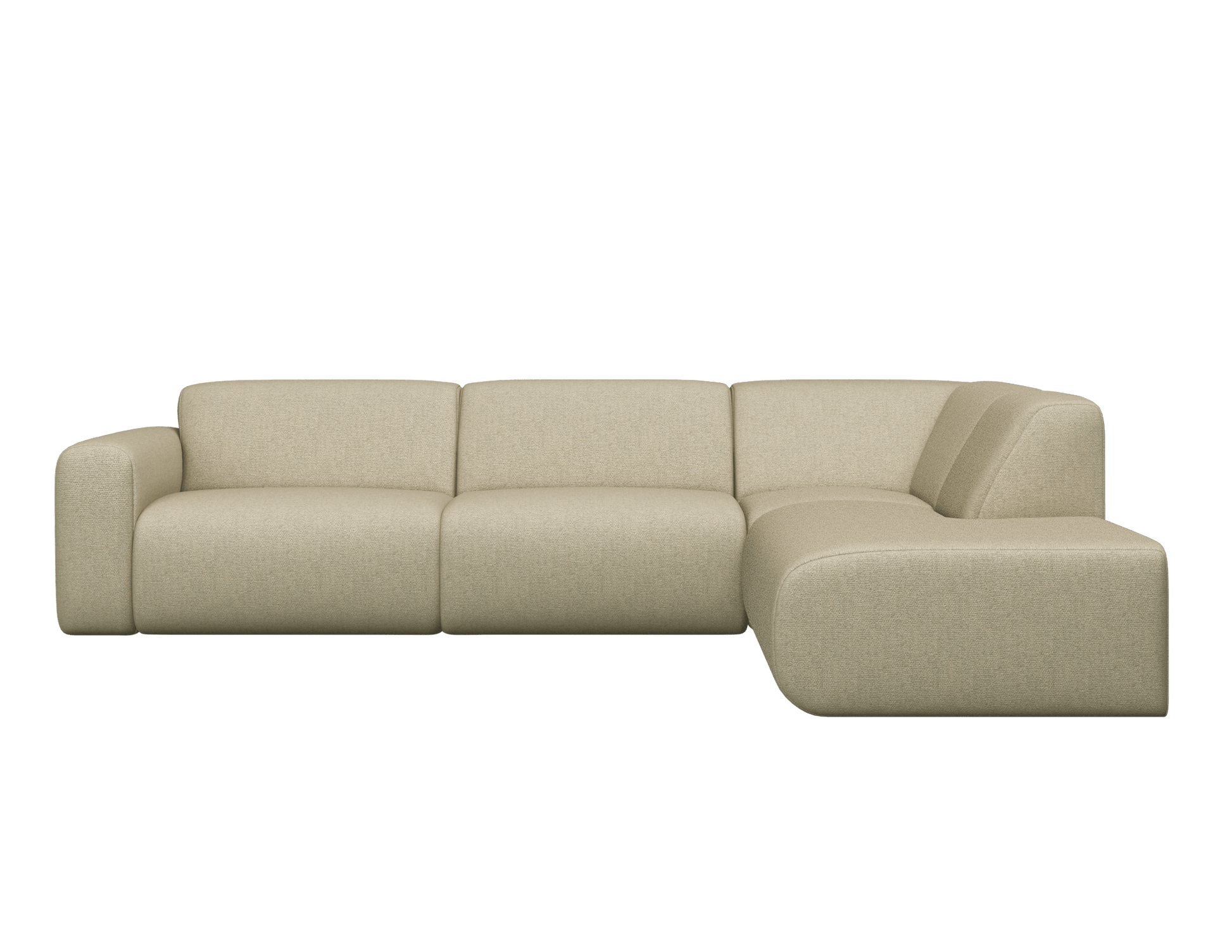 Right corner view of the NOLLIE Monza 00 Ivory sofa, a stylish two-seater corner sofa by My Store with plush upholstery.