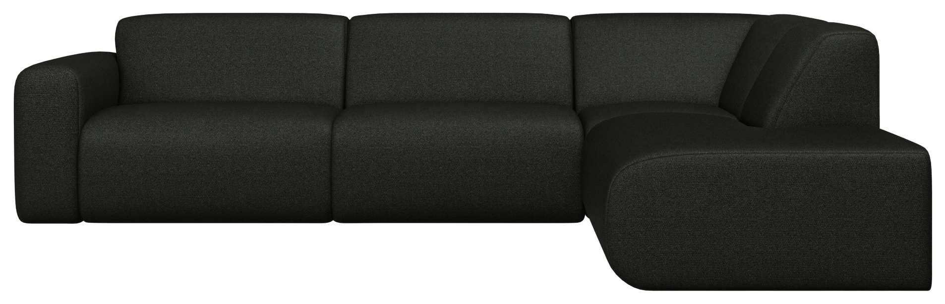 Black NOLLIE Monza 88 corner sofa by My Store, right-facing 2-seater sectional with modern design and plush cushions.