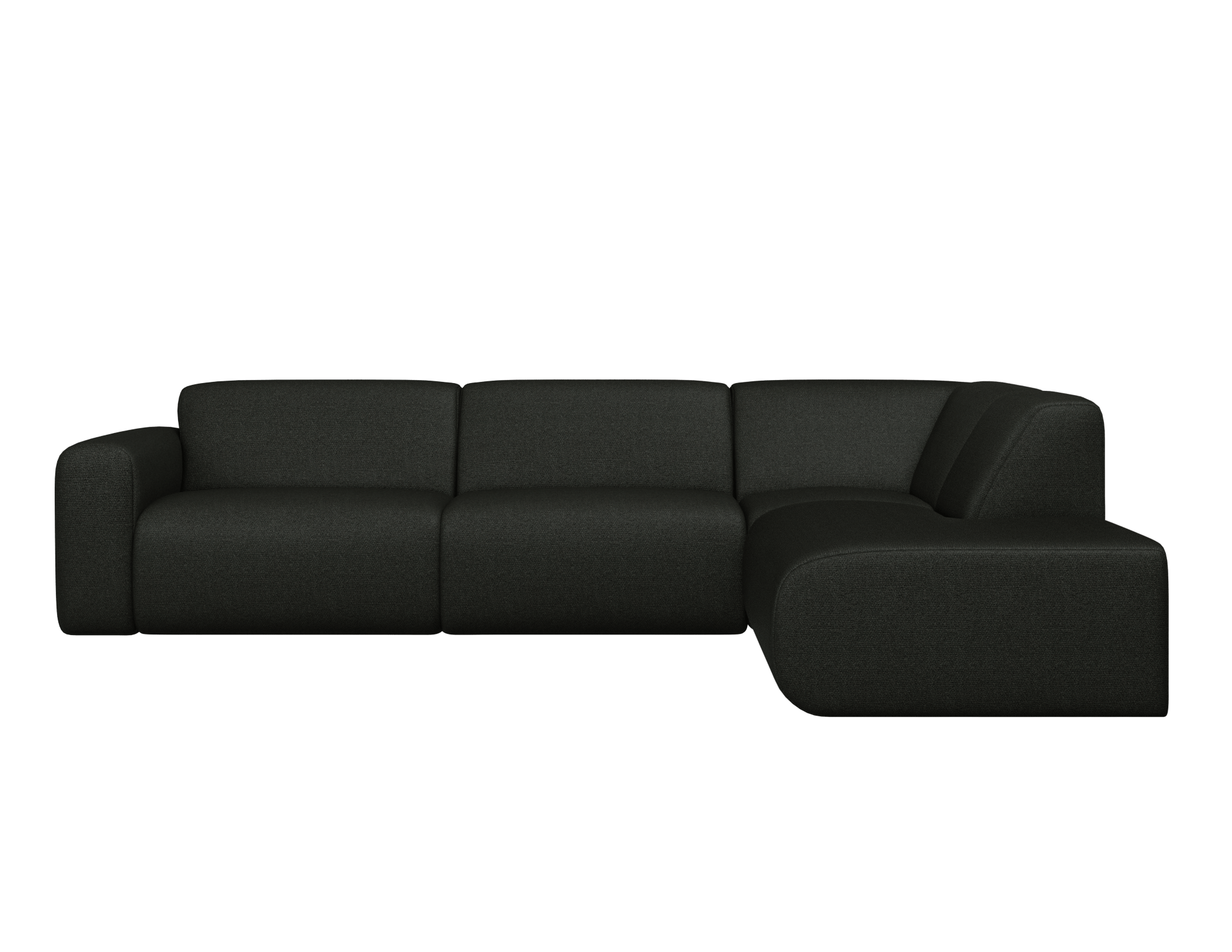 Black NOLLIE Monza 88 corner sofa by My Store, showing the right-side view of the modern 2-seater sofa in a living room setting.