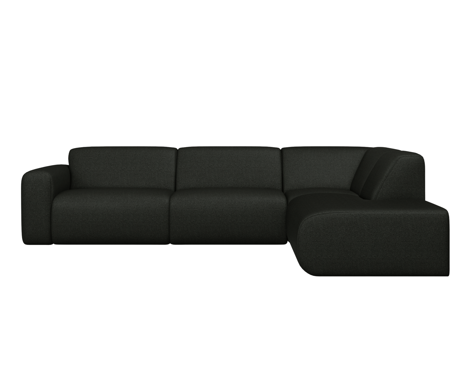 Black NOLLIE Monza 88 corner sofa by My Store, showing the right-side view of the modern 2-seater sofa in a living room setting.