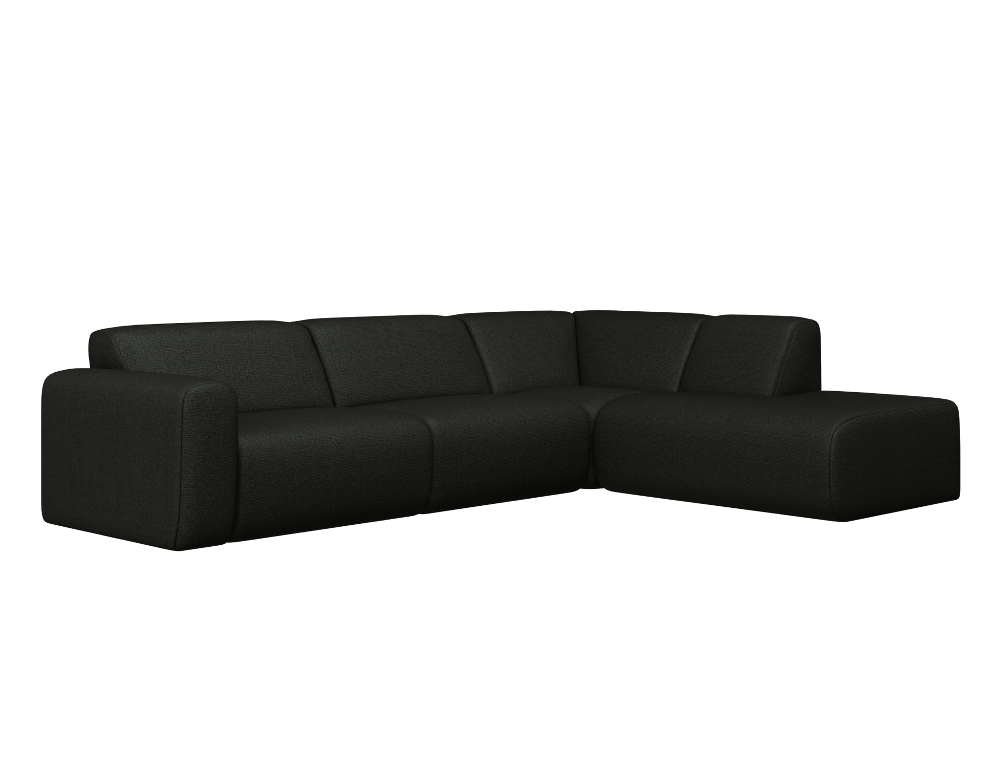 Black NOLLIE Monza 88 corner sofa from My Store, right-facing 2-seater sectional with modern design and plush cushions.