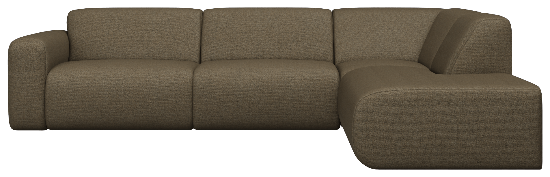 Right corner view of the NOLLIE Monza 97 Clay sofa, a stylish two-seater corner sofa from My Store.