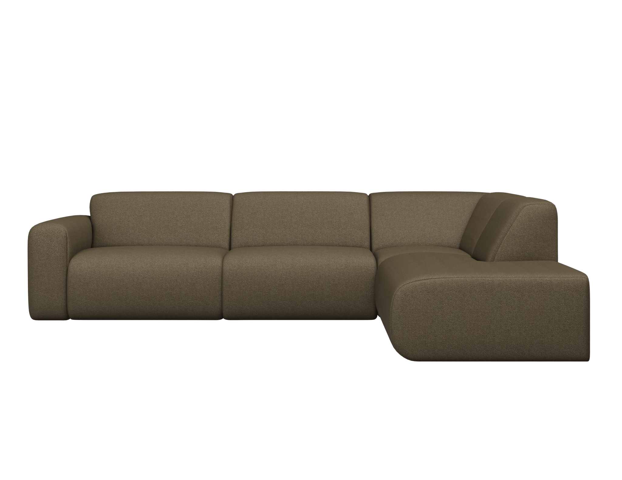 Right corner view of the NOLLIE Monza 97 Clay sofa, a stylish two-seater corner sofa by My Store in clay fabric.