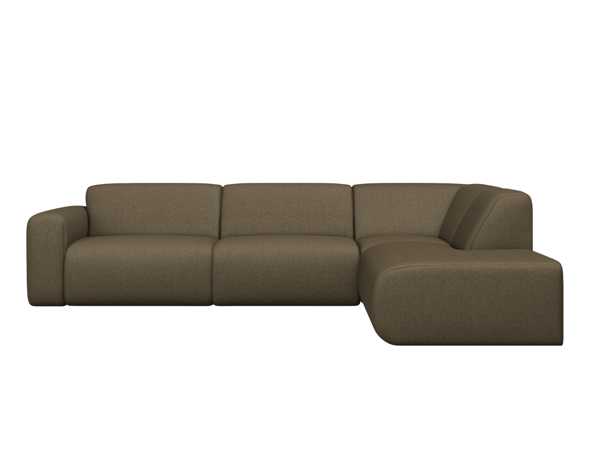 Right corner view of the NOLLIE Monza 97 Clay sofa, a stylish two-seater corner sofa by My Store in clay fabric.