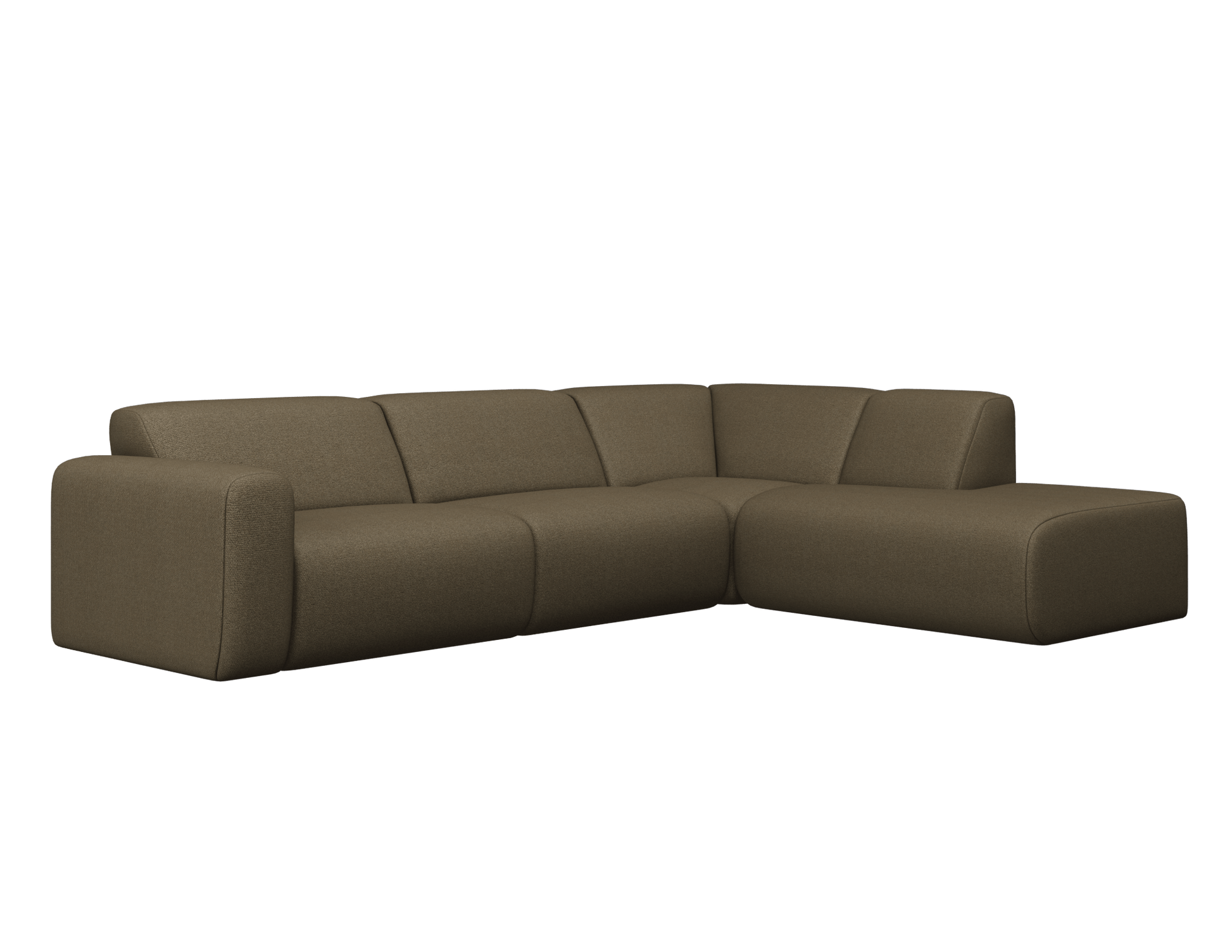 Right corner view of the NOLLIE Monza 97 Clay sofa, a stylish two-seater corner sofa by My Store with plush upholstery.