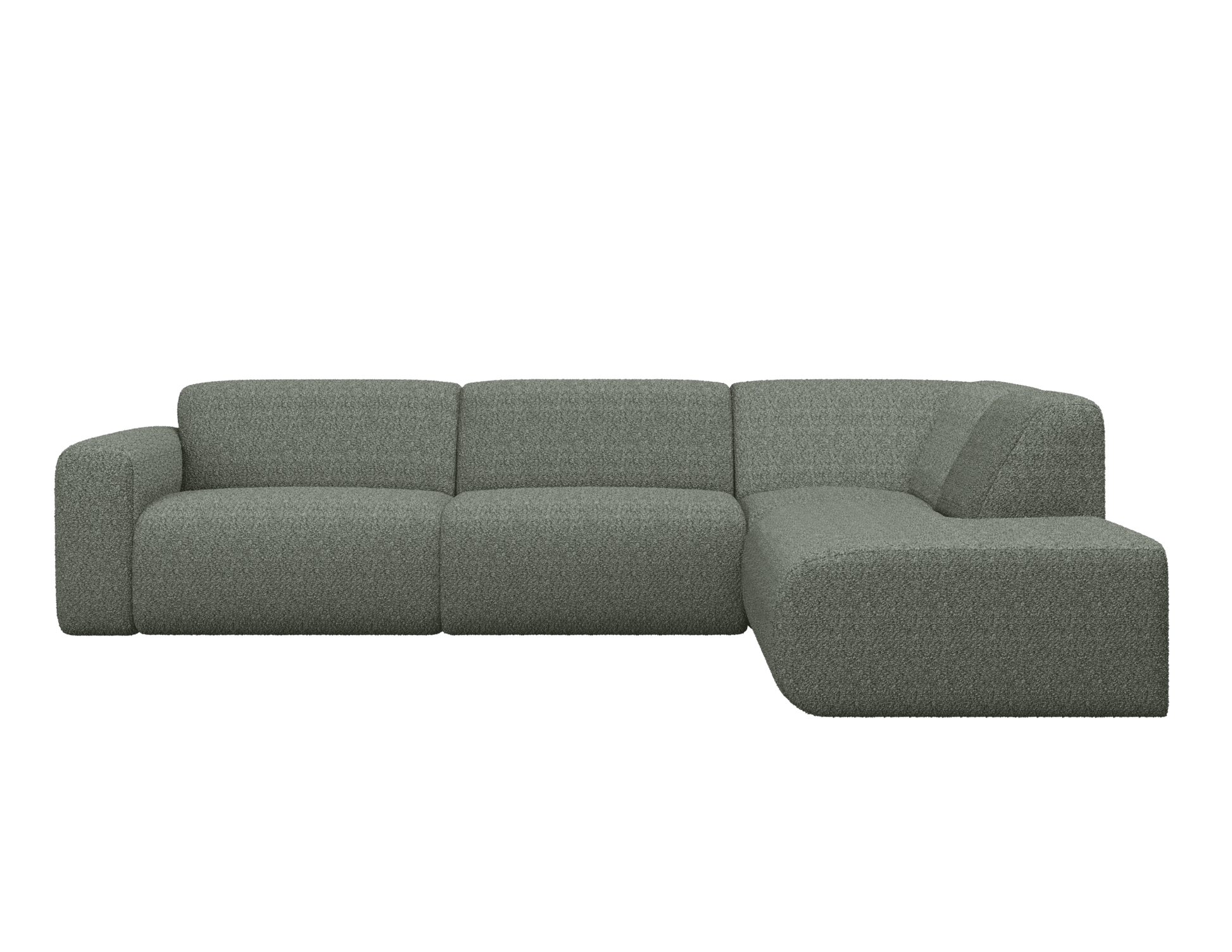 Grey NOLLIE Teddy 03 corner sofa from My Store, right-facing 2-seater with plush fabric and modern design.