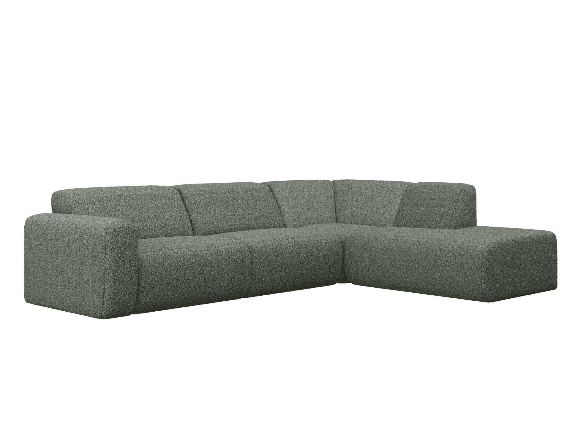Grey NOLLIE Teddy 03 corner sofa by My Store, featuring a right-side chaise with plush fabric and modern design.