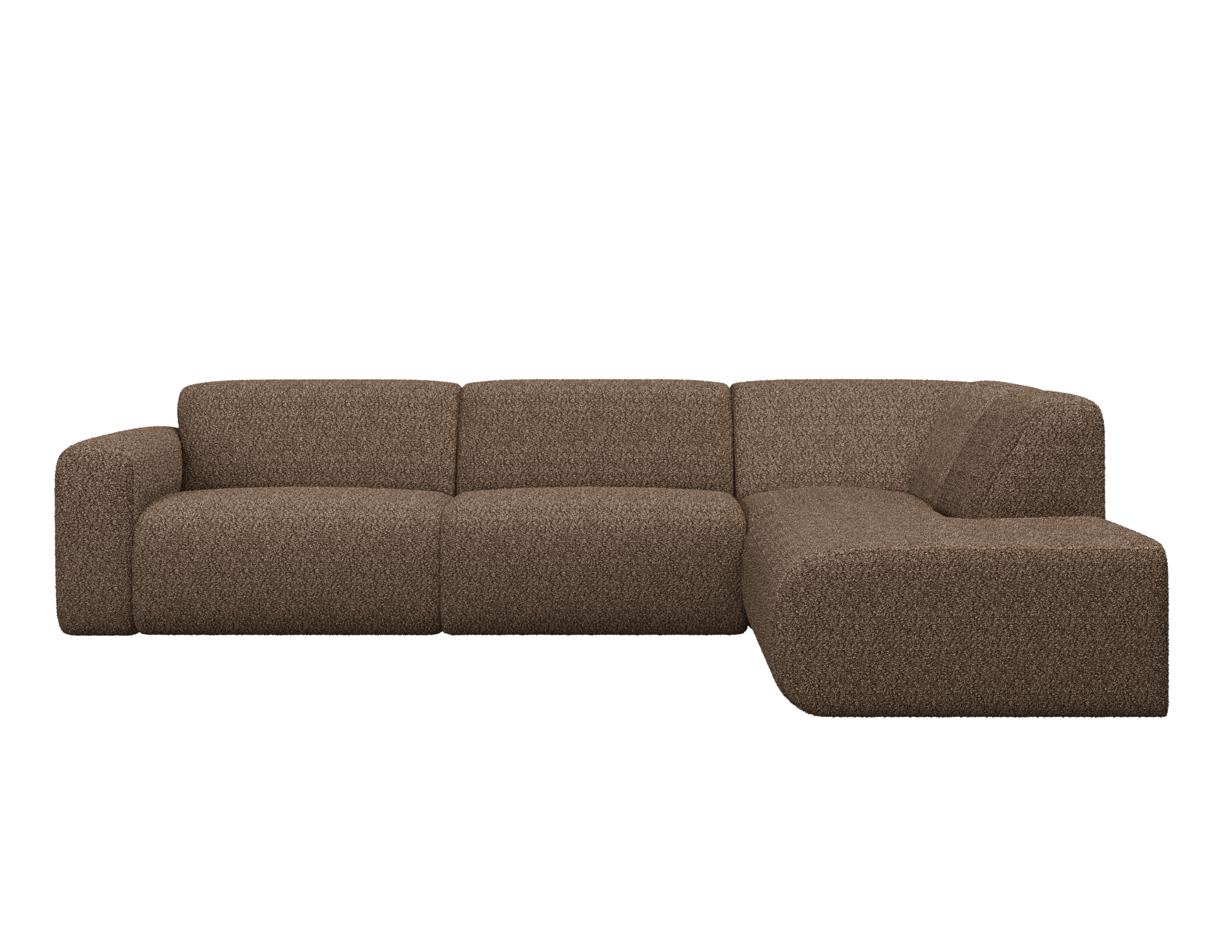 Brown NOLLIE Teddy 04 corner sofa from My Store, right-facing 2-seater sectional with plush upholstery and modern design.