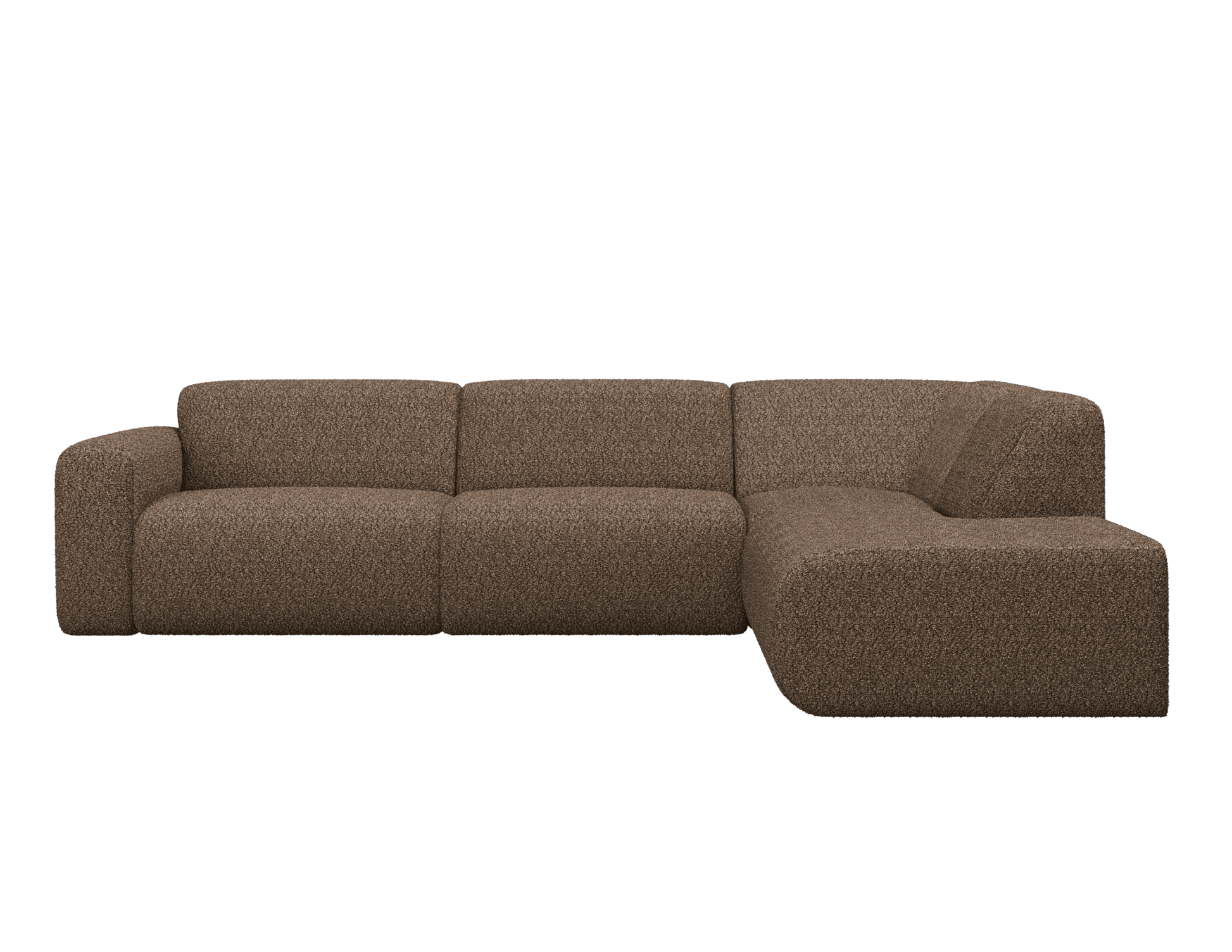 Brown NOLLIE Teddy 04 corner sofa from My Store, right-facing 2-seater sectional with plush upholstery and modern design.