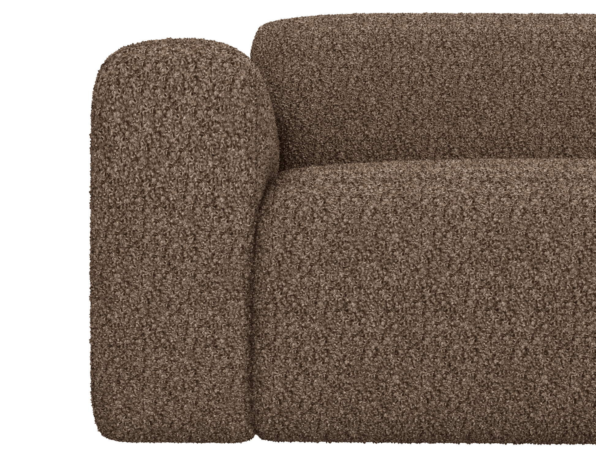 Brown NOLLIE Teddy 04 corner sofa from My Store, right-facing 2-seater sofa with plush fabric and modern design.