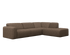 Brown NOLLIE Teddy 04 corner sofa by My Store, right-facing 2-seater sectional with plush fabric and modern design.