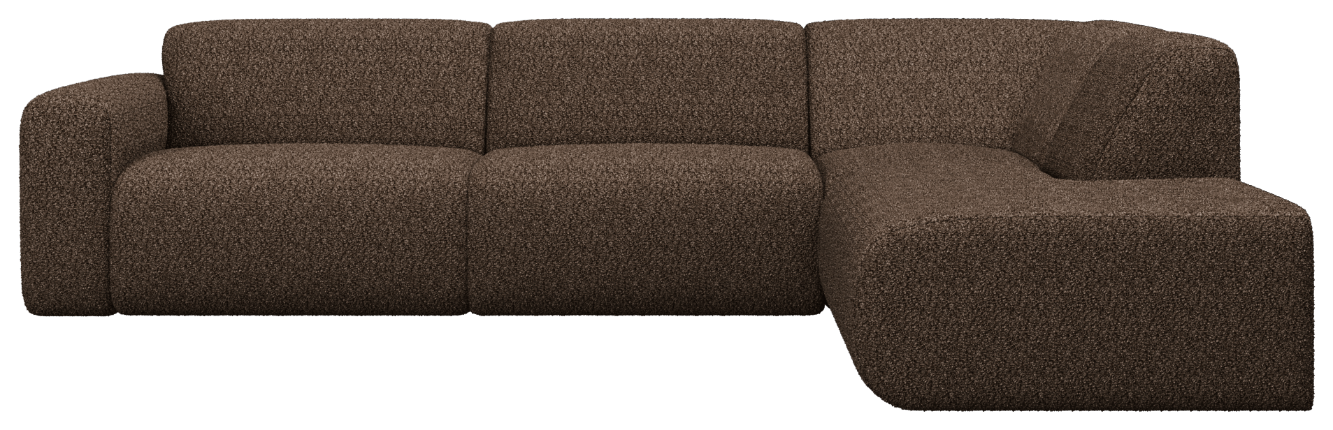 Chocolate NOLLIE Teddy 09 corner sofa from My Store, right-facing 2-seater sectional with plush fabric and modern design.