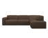 Chocolate brown NOLLIE Teddy 09 corner sofa by My Store, right-facing 2-seater with plush fabric and modern design.
