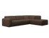Chocolate brown NOLLIE Teddy 09 corner sofa from My Store, right-facing 2-seater sectional with plush fabric.
