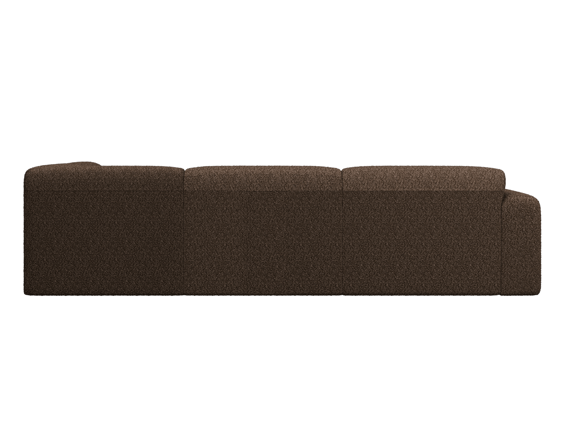 Chocolate brown NOLLIE Teddy 09 corner sofa by My Store, right-facing 2-seater with plush fabric for comfortable seating.