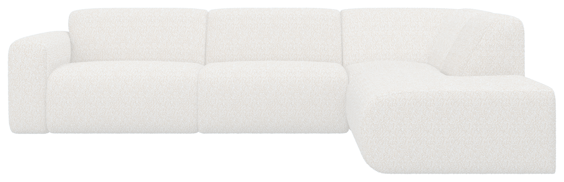 NOLLIE Ivory Teddy corner sofa right with plush fabric, two-seater design, featuring soft cushions and modern style.