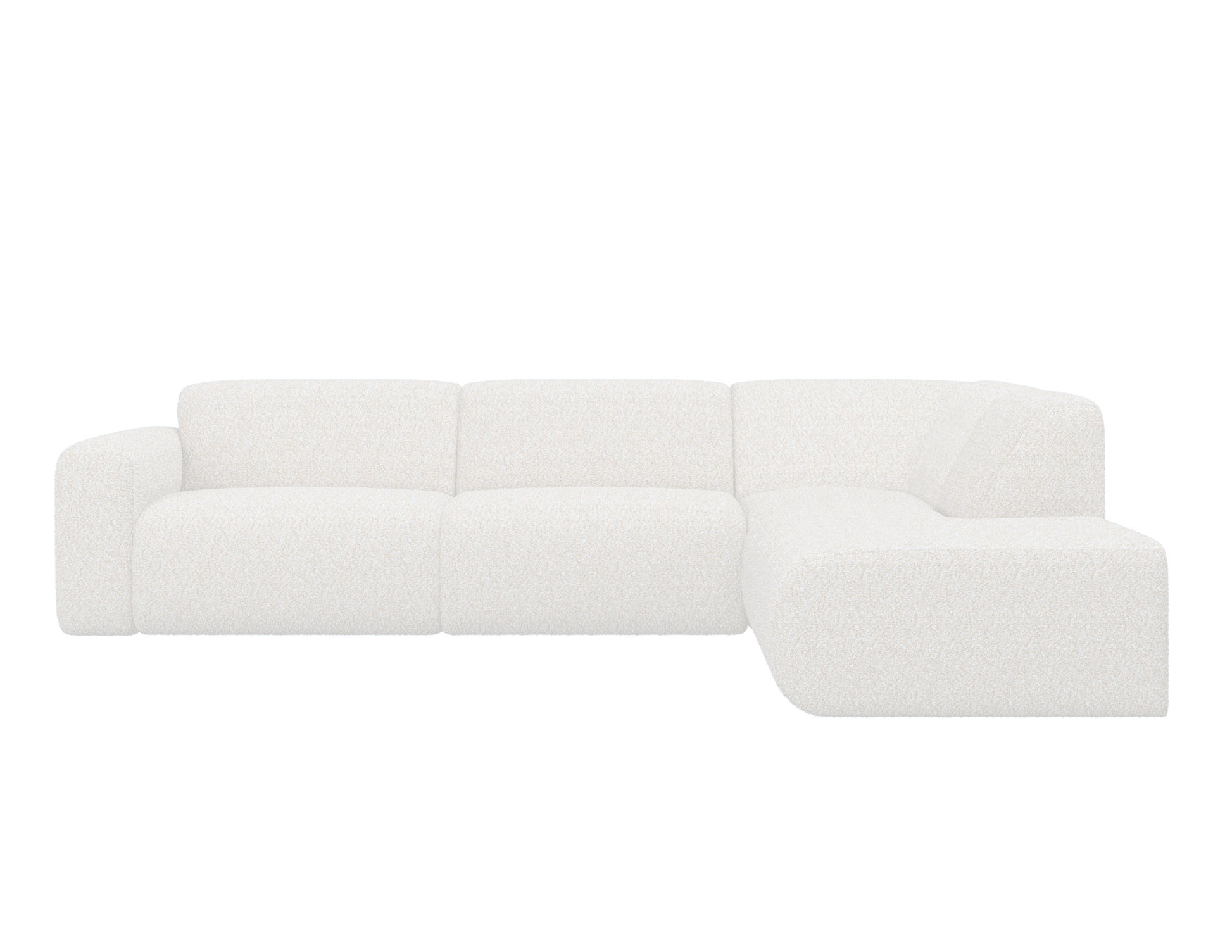 NOLLIE Teddy 98 Ivory right corner sofa from My Store, plush fabric, modern design, showing plush seating and corner configuration.