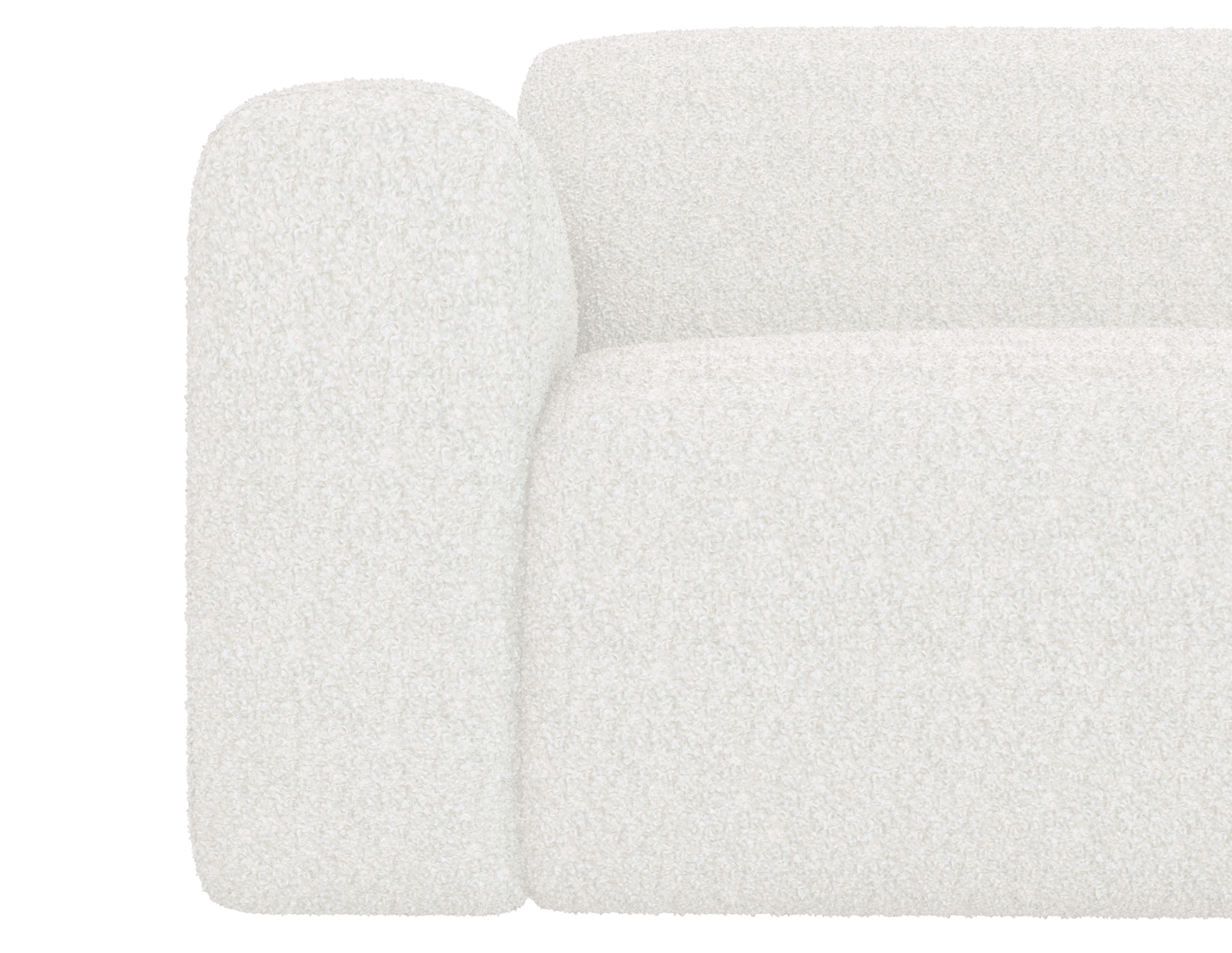 Ivory NOLLIE Teddy 98 corner sofa by My Store, right-facing 2-seater sectional with plush fabric and modern design.