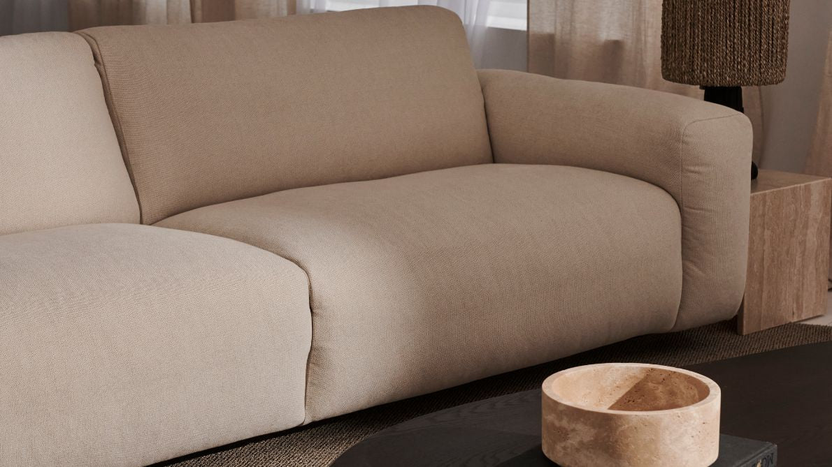 Ivory NOLLIE Teddy 98 corner sofa from My Store, right-facing 2-seater with plush upholstery and modern design.