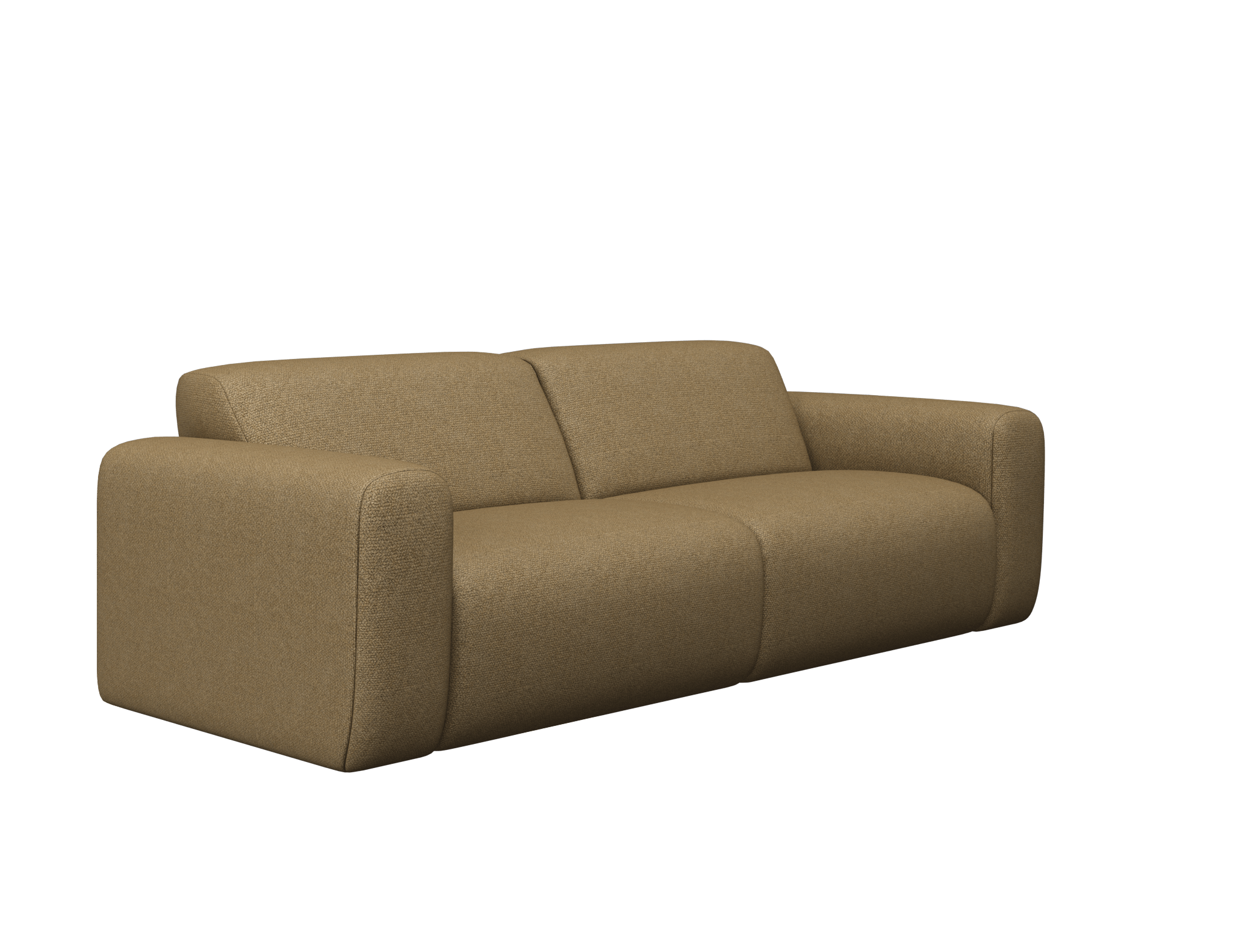 Two-seater NOLLIE Sofa in Monza 07 Earth fabric, showcasing plush cushions and modern design in a cozy living room setting.