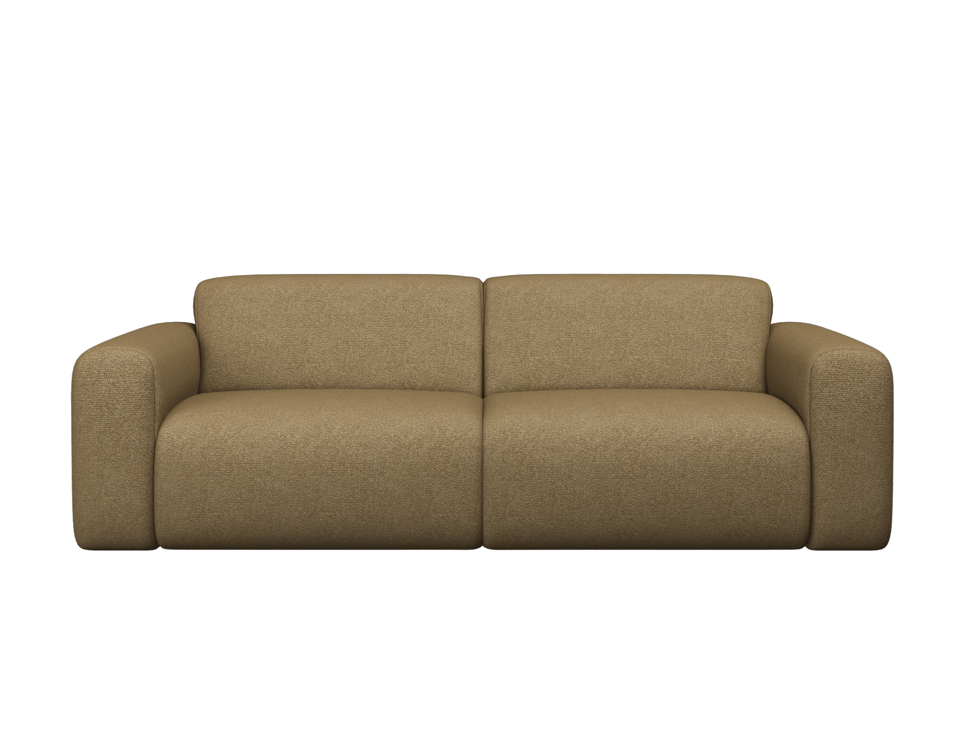Light brown NOLLIE Monza 07 Earth 2-seater sofa by My Store, featuring plush fabric and modern design in a cozy living room setting.