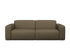 Two-seater NOLLIE Sofa in Monza 97 Clay fabric with plush cushions, modern design, and wooden legs.