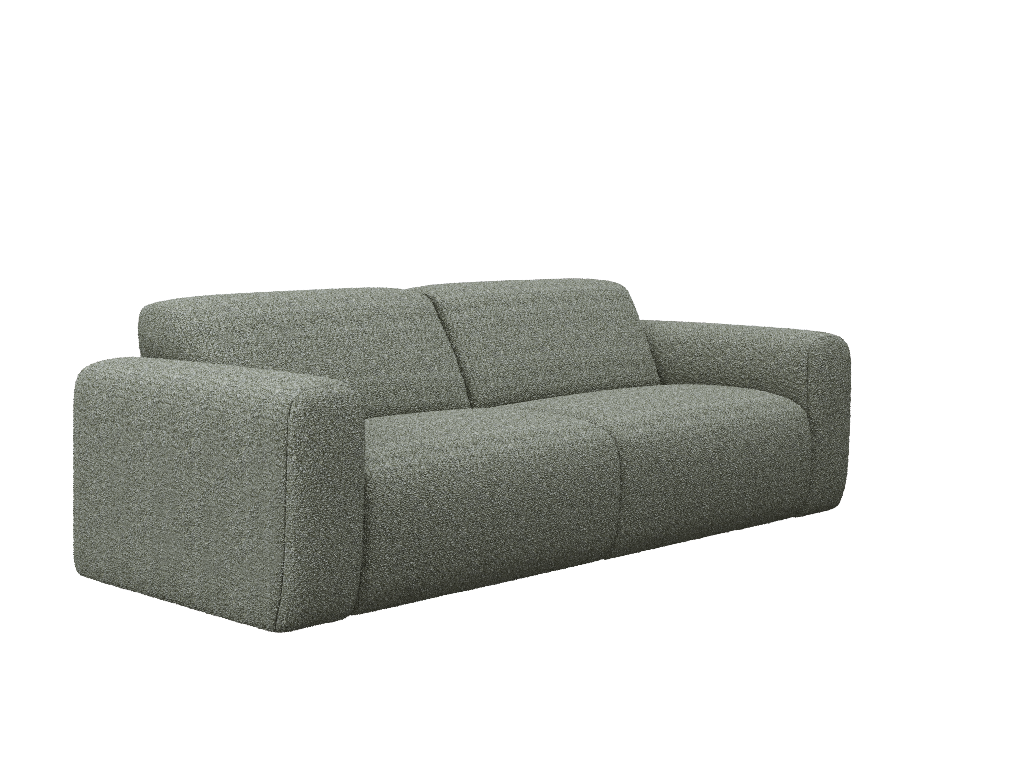 Grey NOLLIE Teddy 03 two-seater sofa with plush fabric and modern design, featuring cushioned armrests and a cozy appearance.