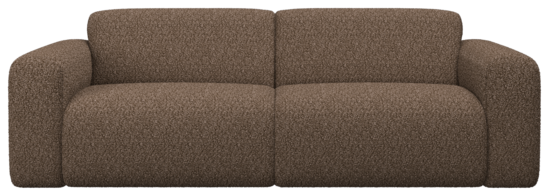 Brown NOLLIE Sofa by My Store featuring plush teddy fabric, two-seater design with cushioned back and armrests.
