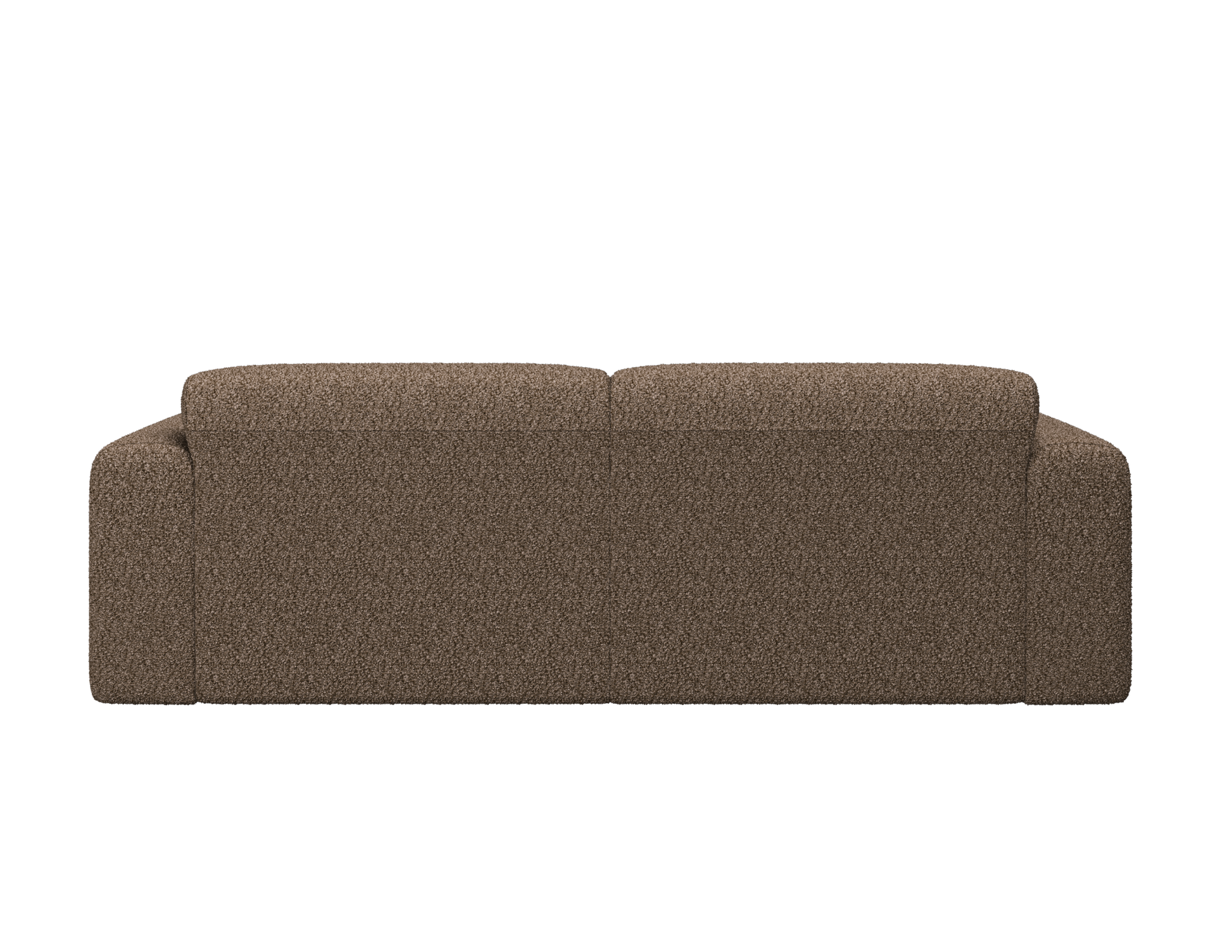 Brown NOLLIE Teddy 04 two-seater sofa with plush fabric and cushioned seats, featuring a modern design and soft textures.