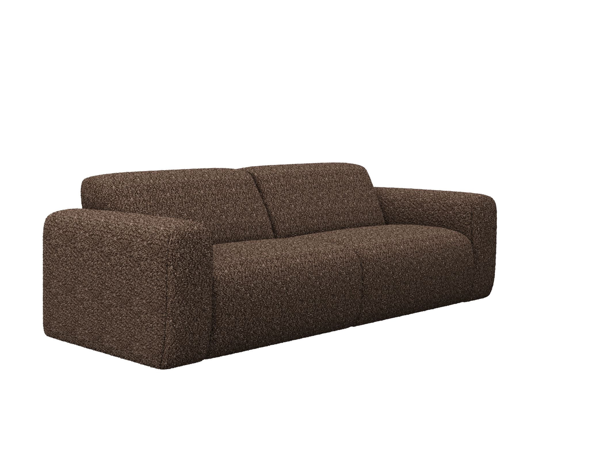 Chocolate brown NOLLIE Teddy 09 two-seater sofa by My Store, featuring plush fabric and modern design.