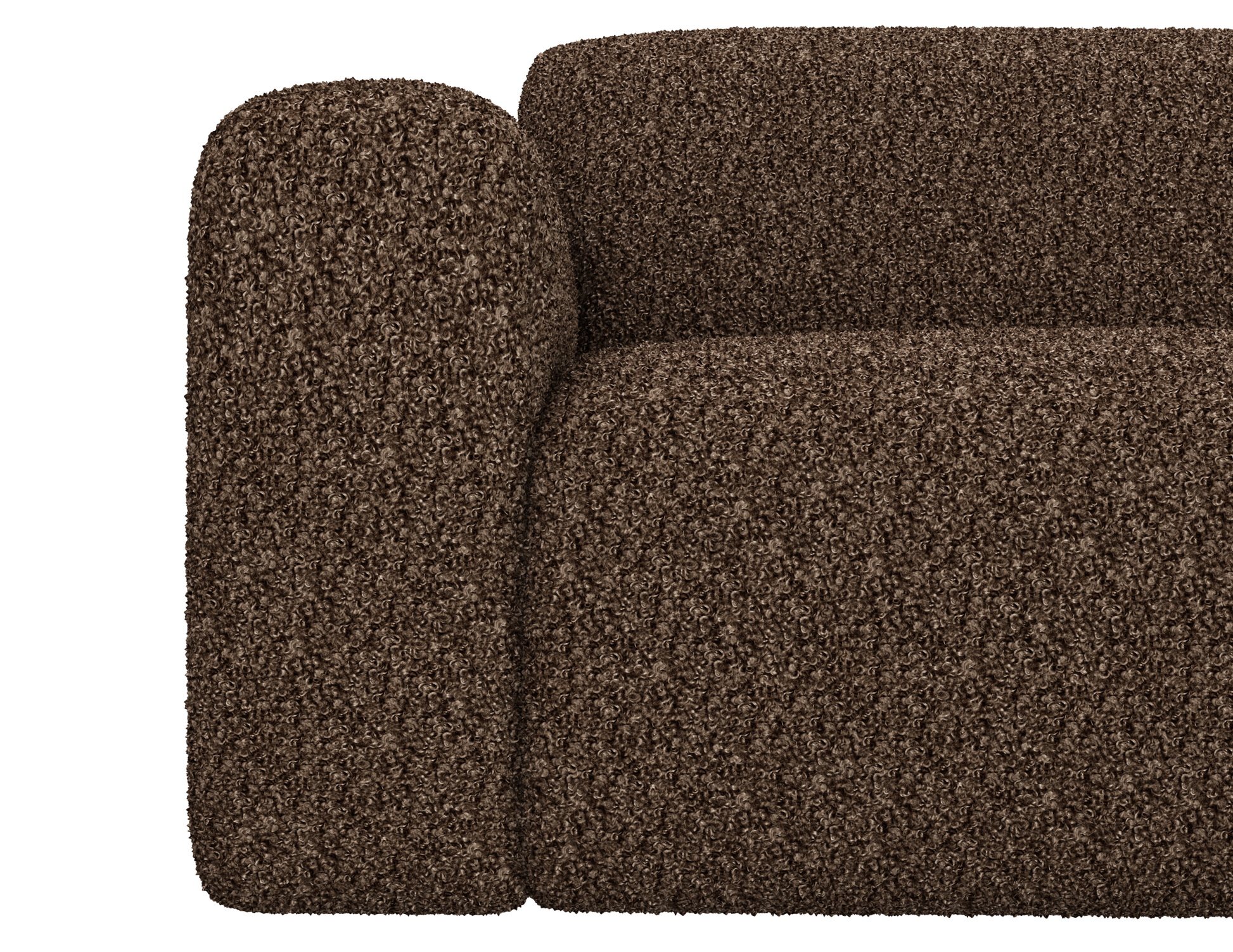 Chocolate NOLLIE Teddy 09 sofa by My Store, two-seater with plush fabric and modern design, shown in a cozy living room setting.