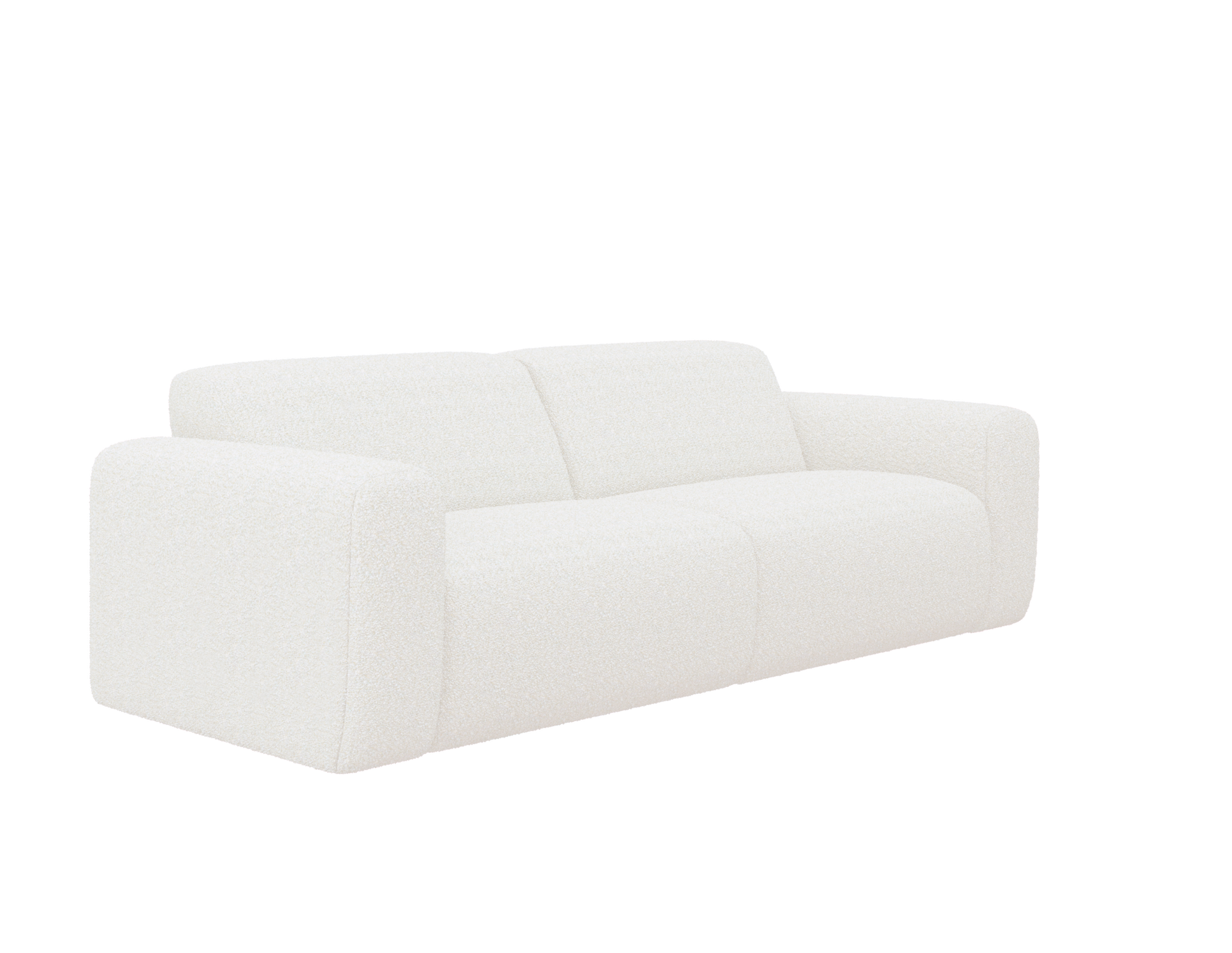 Two-seater NOLLIE Teddy 98 Ivory sofa with soft fabric upholstery and plush cushions, ideal for modern living rooms.