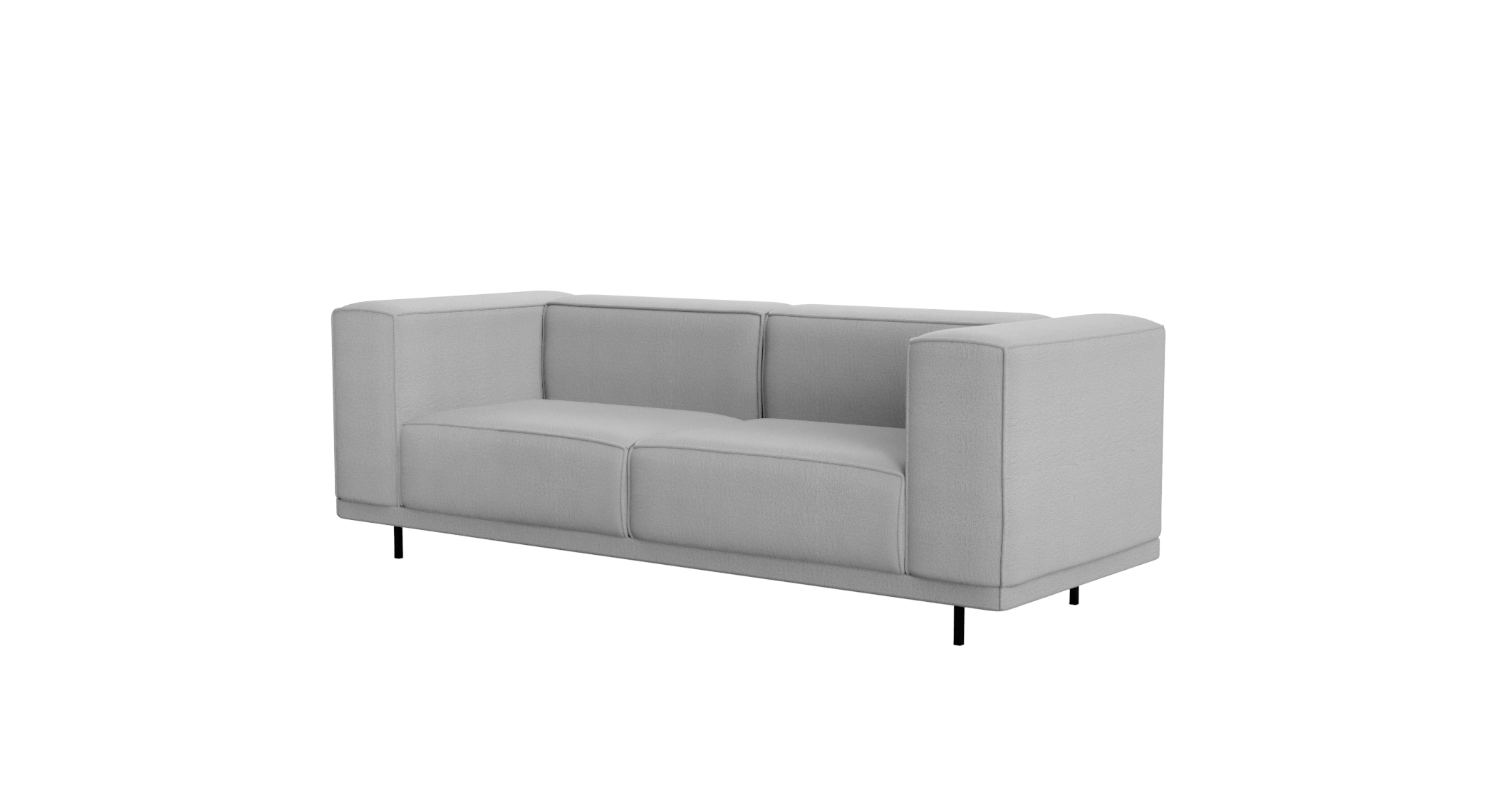 Silver VICO sofa by My Store featuring a modern two-seater design with plush cushions and sleek fabric upholstery.
