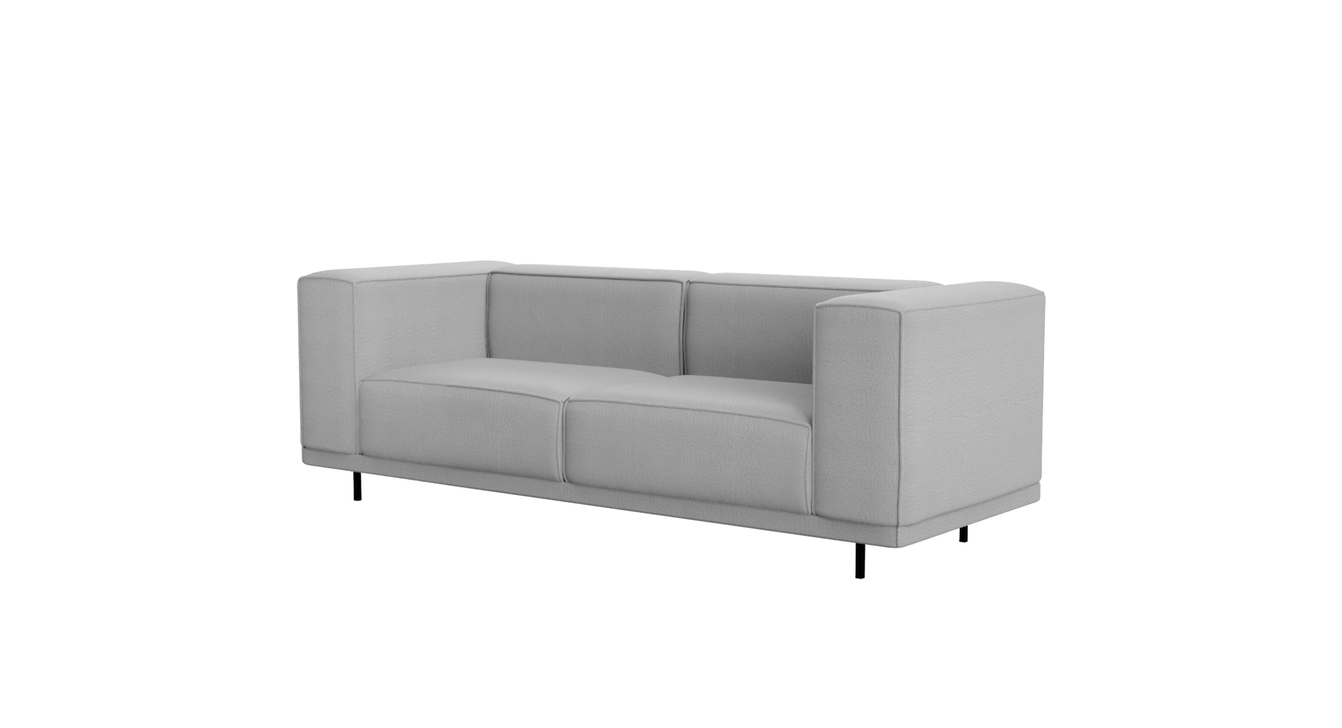 Silver VICO sofa by My Store featuring a modern two-seater design with plush cushions and sleek fabric upholstery.