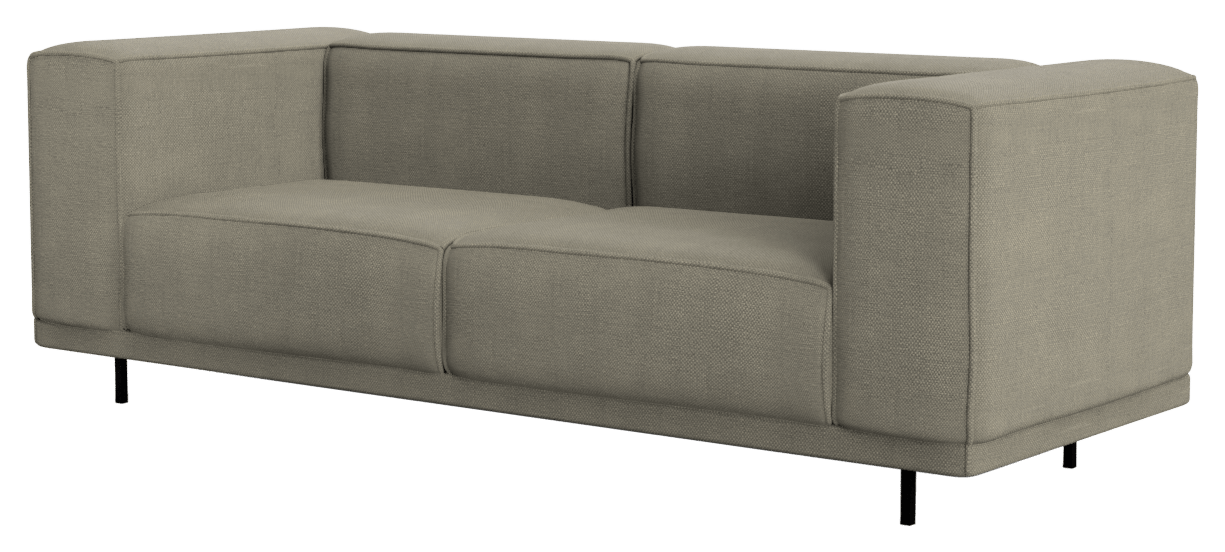 Smokey taupe VICO Phoebe 2-seater sofa from My Store, featuring plush fabric and modern design with cushioned armrests.