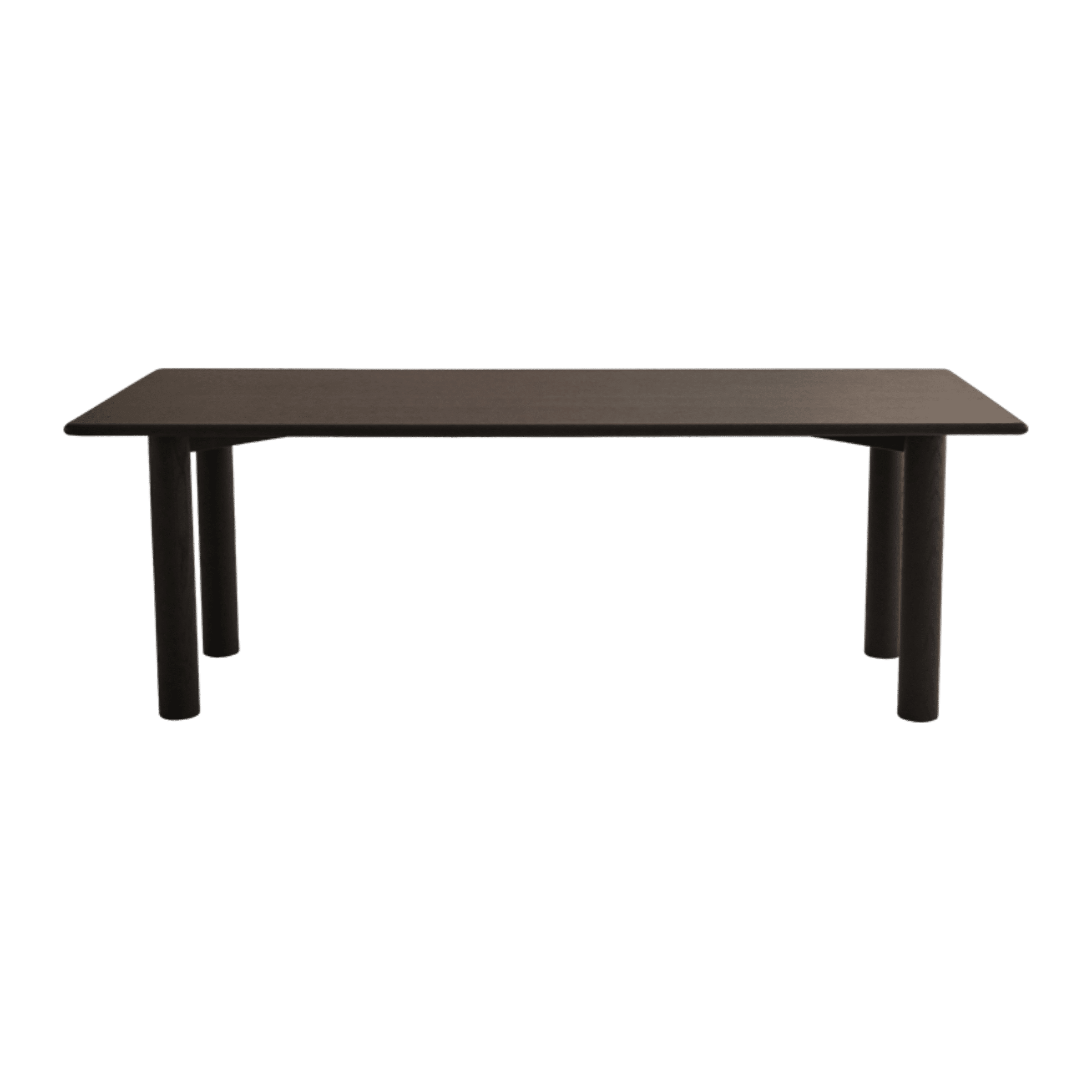 Rectangular dining table by My Store, FRANKY model, in black oak finish, with chipped corner design, 200 cm length and 80 cm width.
