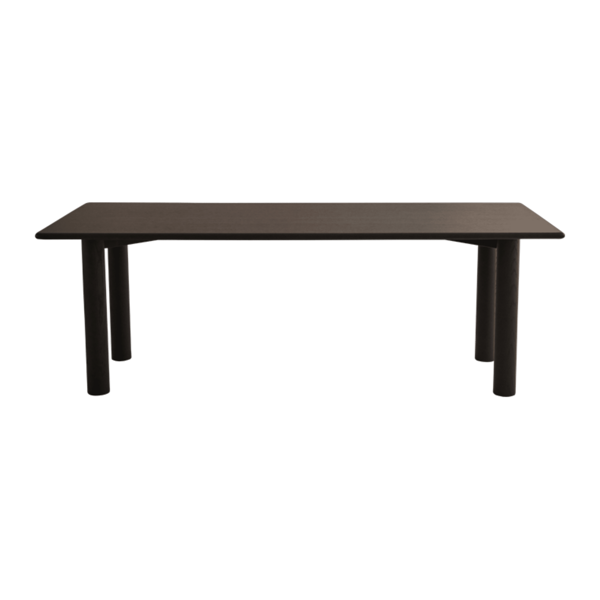 Rectangular dining table by My Store, FRANKY model, in black oak finish, with chipped corner design, 200 cm length and 80 cm width.