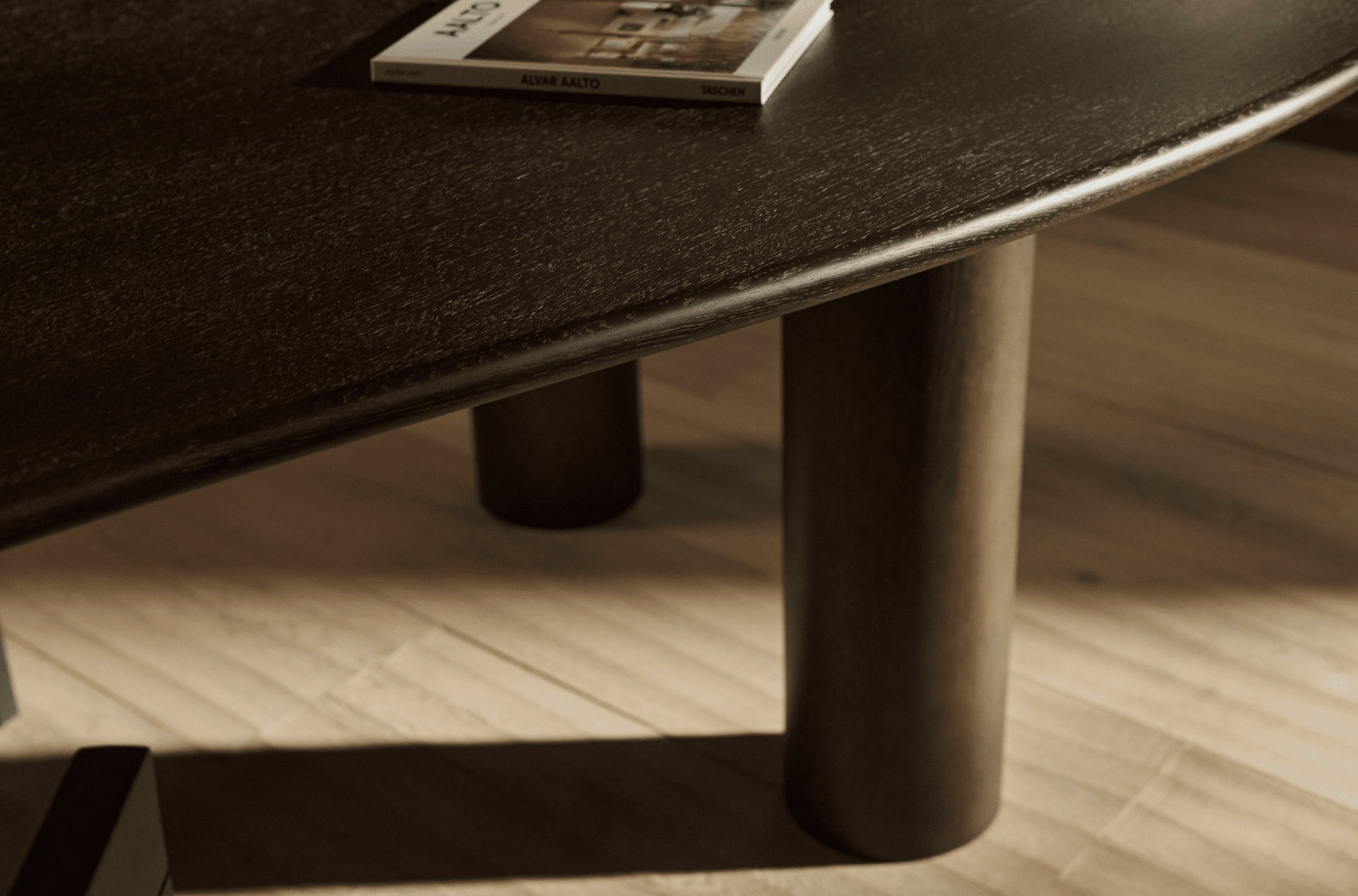 Organic FRANKY dining table by My Store with smoked oak finish, 200 cm long, showcasing sleek wooden design and smooth surface.