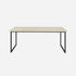 Rectangular Crema Marfil beige marble dining table with U-frame, matte finish, small dents, in excellent condition.