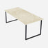 Rectangular Crema Marfil beige marble dining table with U-frame, matte finish, small dents, excellent condition, 200x90 cm size.