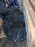 Rectangular Nero Marquina black marble dining table with matte finish and U-frame base, measuring 200x90 cm.