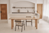 Rectangular dining table in natural oak with a sleek, minimalist design, perfect for modern dining rooms.