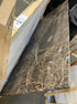 Rectangular marble dining table with dark Emperador brown finish and four legs, perfect for modern dining rooms.