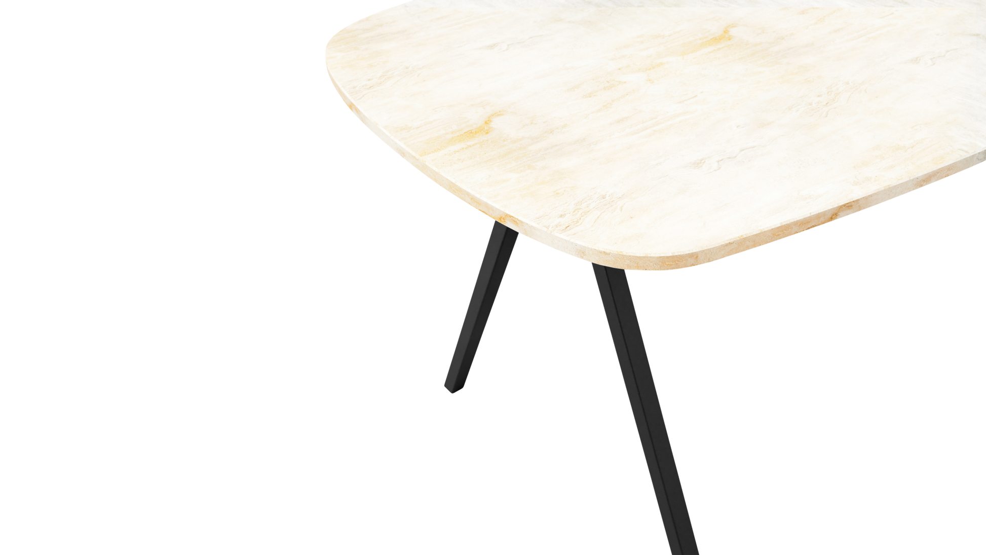 My Store Celio Travertine V-legged dining table, 220x90 cm with a minimalist design and subtle red line detail.