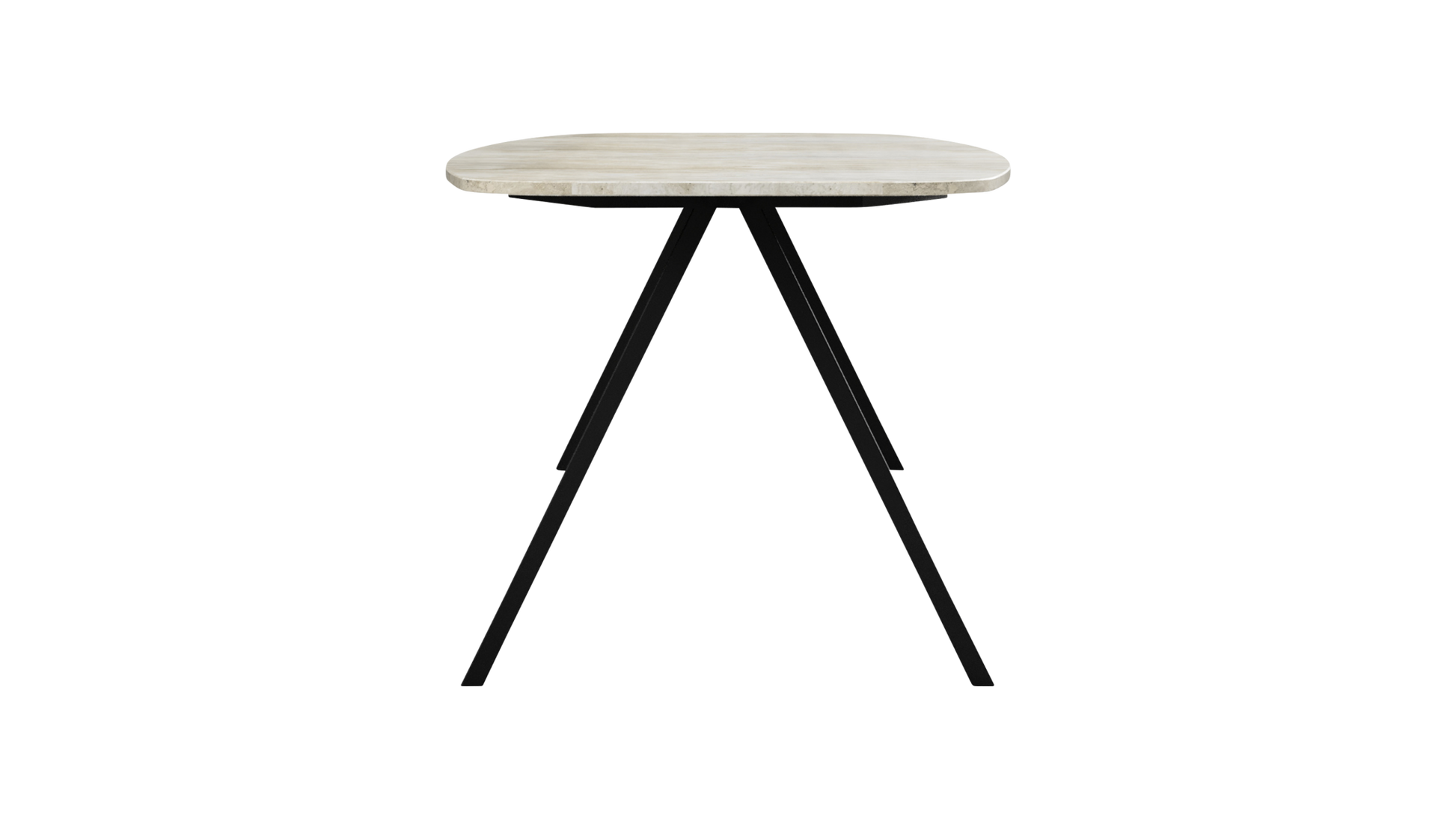 Celio Travertine V-legged dining table in outlet 220x90 cm with a subtle red line detail, natural wood finish, and sturdy design.