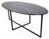 Oval Nero Marquina marble dining table with glossy finish and cross-frame base, 240x100 cm, by My Store