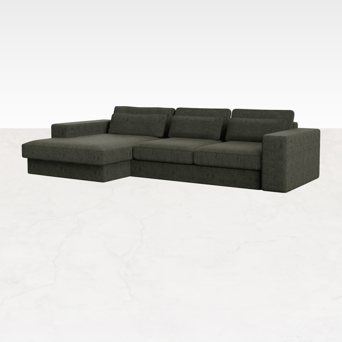 Forest green MINATO sofa by My Store, 3-seater divan with left chaise, stylish and comfortable living room furniture.