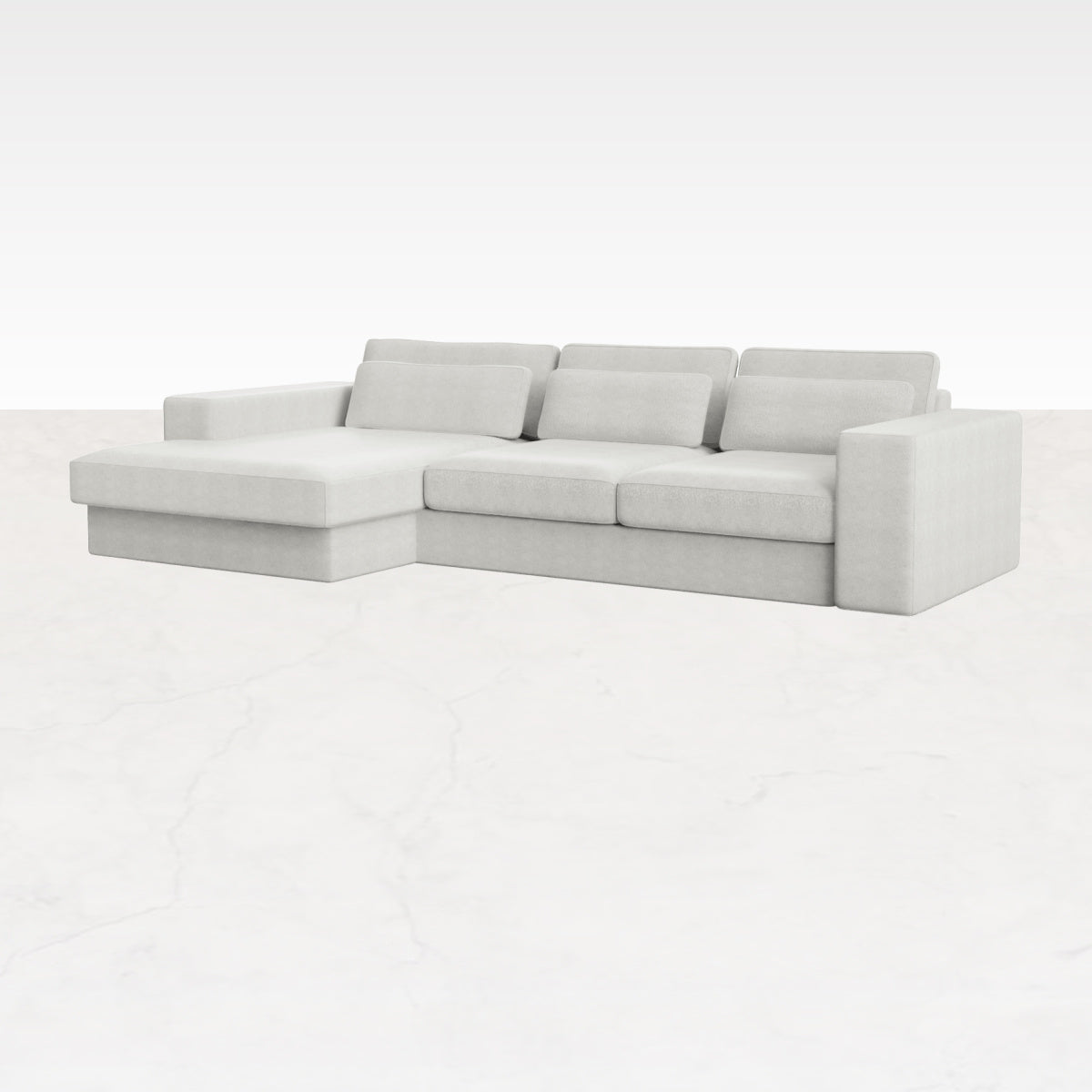 Off-white MINATO sofa by My Store, 3-seater divan with left armrest, featuring plush cushions and modern design.