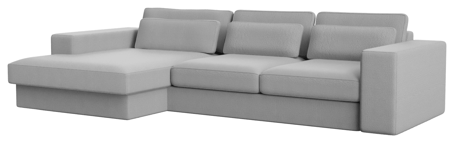 Capucine Silver MINATO sofa with left-facing divan, three-seater fabric sofa in a modern living room setting