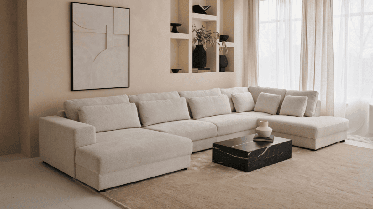 Capucine Silver MINATO sofa, 3-seater divan left, modern fabric sofa with sleek design and plush cushions.